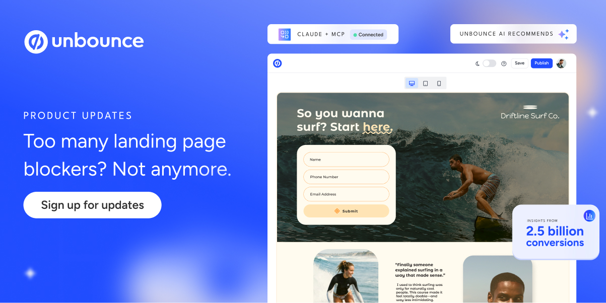 Too many landing page blockers? Not anymore. Sign up for updates