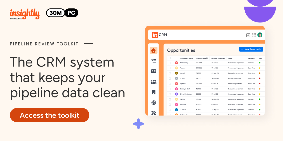 The CRM system that keeps your pipeline data clean. Access the toolkit