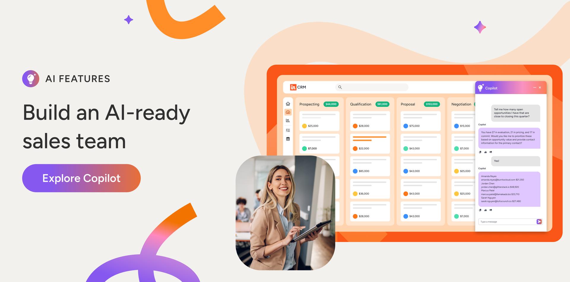 Build an AI-ready sales team. Explore Copilot